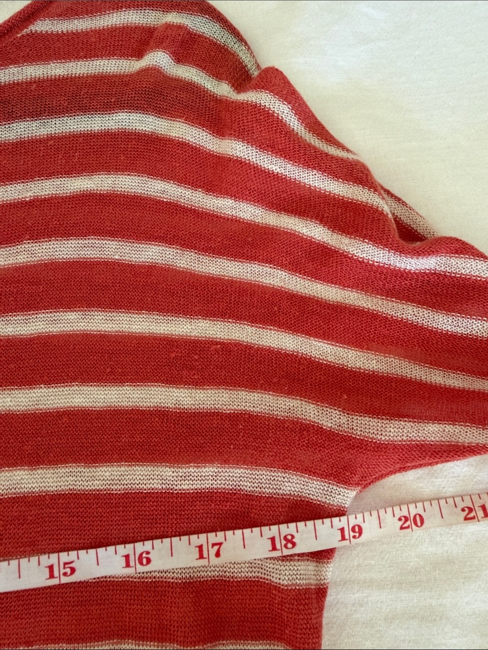 Vince 100% Linen Long-Sleeve Top Size M Orange Ivory Coastal Soft Stretchy - Picture 6 of 6